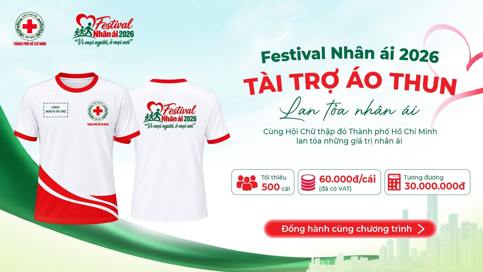 Festival Nhân ái 2026 – Tài trợ áo thun “Lan tỏa nhân ái”